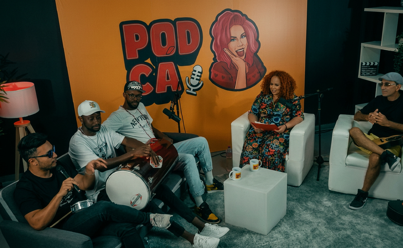 Brazilian music podcast session at Linkmedia studio